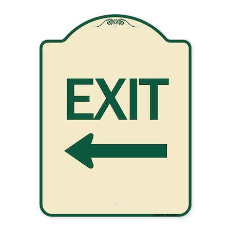 Signmission Exit with Left Arrow Heavy-Gauge Aluminum Architectural Sign, 24" H, 18" L, TG-1824-24521 A-DES-TG-1824-24521